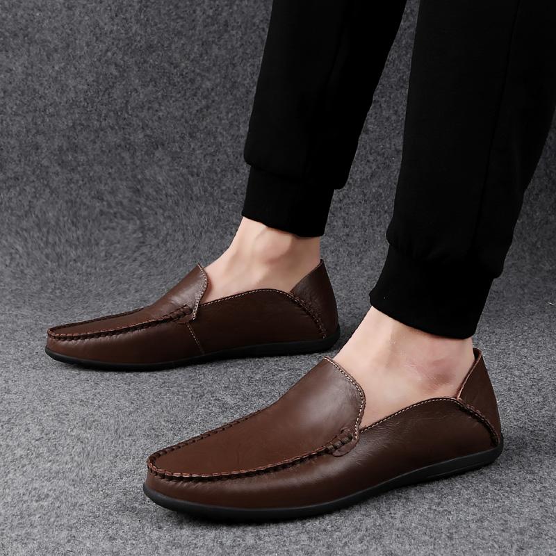 Soft Genuine Leather Shoes Men Comfortable Men Loafers Casual Shoes Men Flats Hot Sale Driving Lightweight Shoes Moccasins Plus