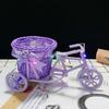Rattan Trolley Flower Basket Decorative Tricycle with Colorful Flowers Woven Container Home Office Decor