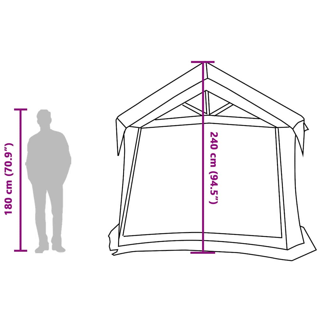 Family Tent Gray and Orange 620 X 322 X 240 Cm Polyester
