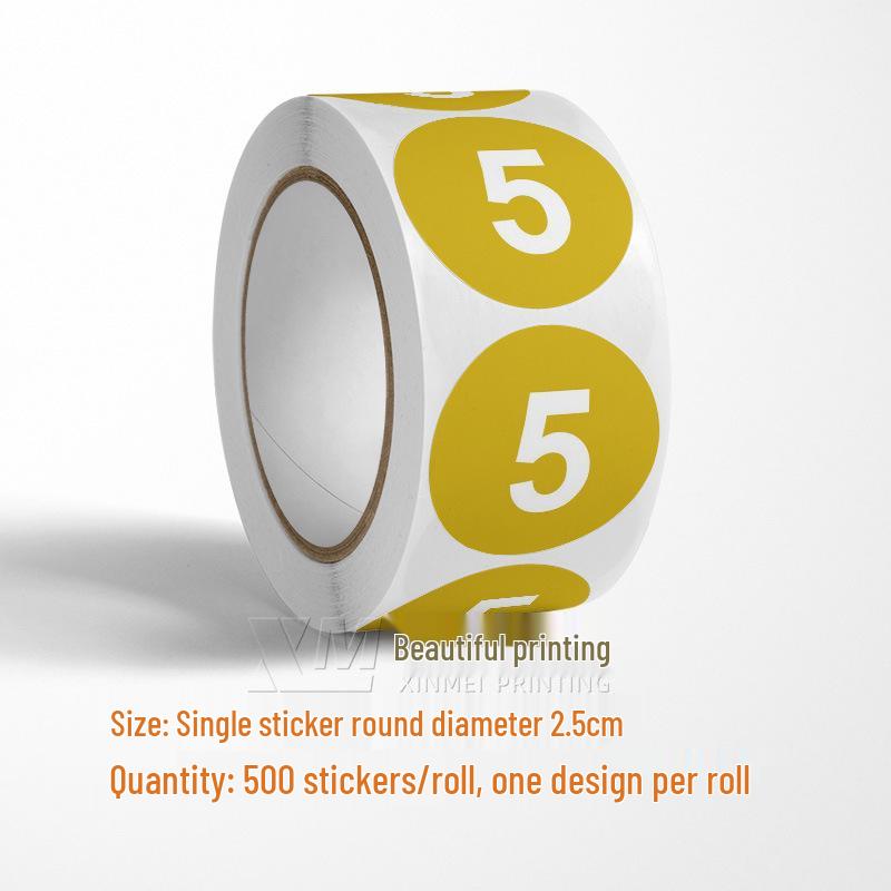 Adesivos Redondos Autoadesivos com Números 1-33 – Rolo de Etiquetas de Identificação Seriada Coloridas