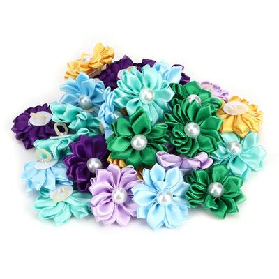 30Pz Fiocchi per Capelli Floreali Multicolore per Animali Domestici Accessori per la Toelettatura per Gatto Cane Medio Piccolo