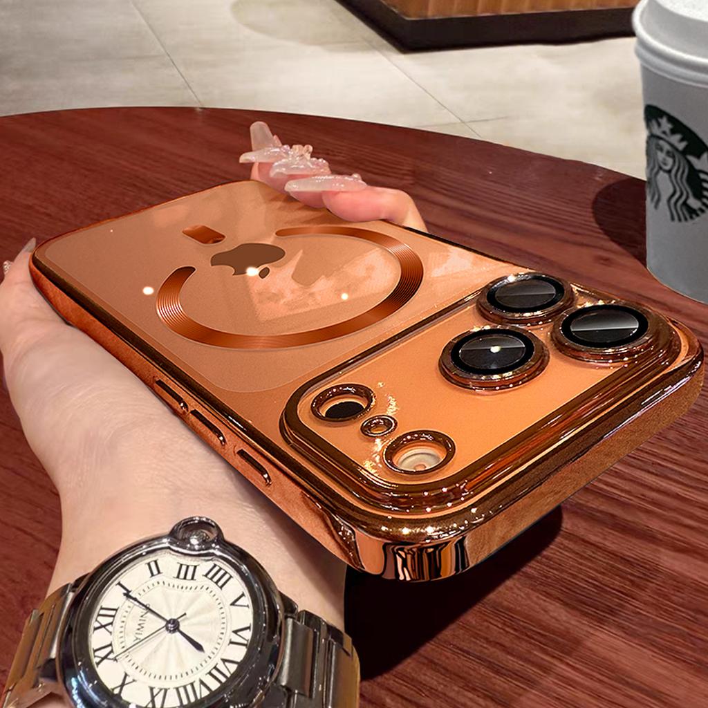 Plating Transparent for Magsafe Case for iPhone 17 16 15 Pro Max Plus 17 Air 14 13 11 12 Magnetic Camera Protector Soft Cover