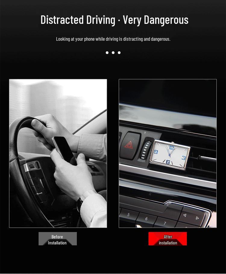 Personalized Square Quartz Car Clock - One-Button Start, Creative and Versatile Placement