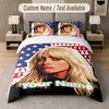 Billie Eilish 3Pcs Bedding Set, Personalized Custom Name Text, 1 Duvet Cover & 2 Pillowcases For Bedroom