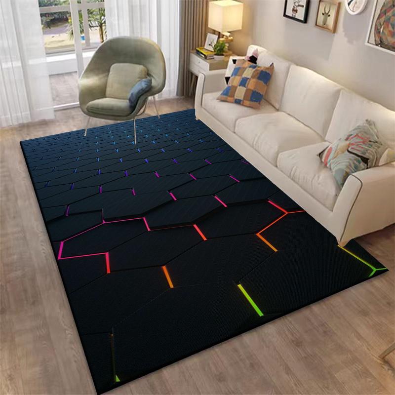 3D Abstract Mirror Geometric Illusion Area Rug Carpet for Home for Living Room Bedroom Sofa Decor Kids Play Non-slip Floor Mat