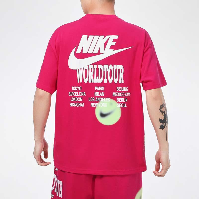 Nike NSW World Tour 2 Tee With Large Back Logo Men Tops Deep-Pink DA0990-615