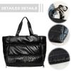 Puffer Tote Bag for Women Large Capacity Shoulder Bag Nylon Puffy Tote Bag Satchel Purse for Work Travel Gym