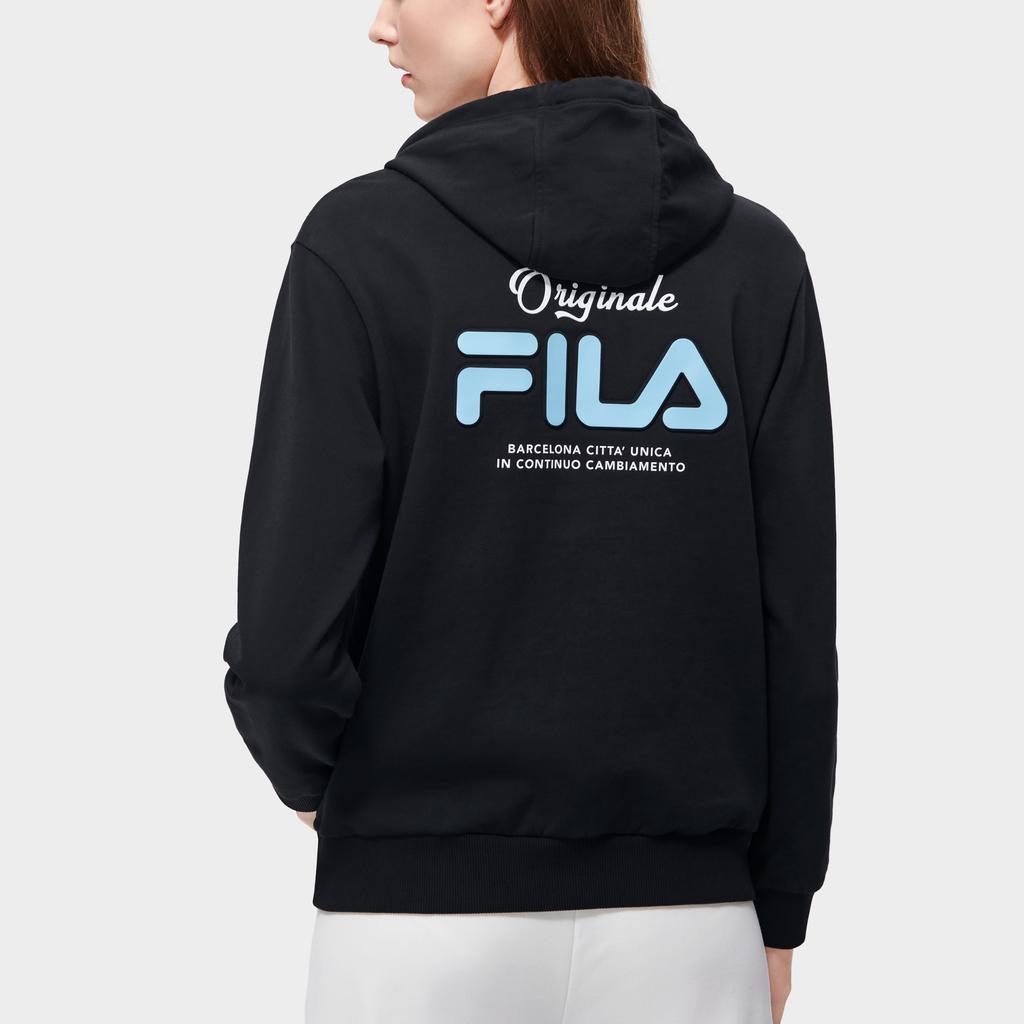 FILA Letter Logo Embroidered Casual Knit Sweatshirt Women sweatshirt Black F11W319210F-BK