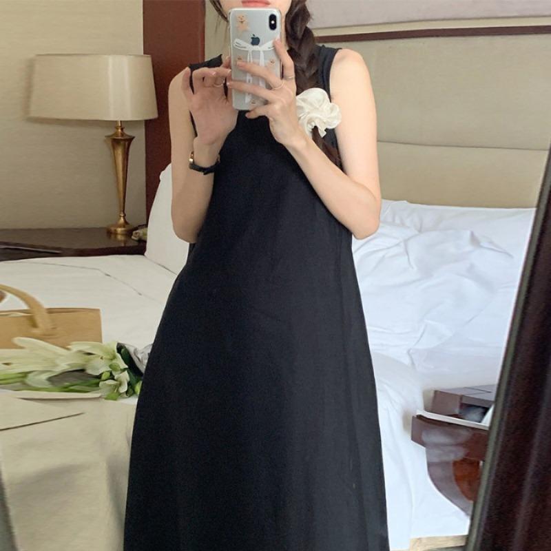 Francouzské temperové vestové šaty bez rukávů Dětské léto Volné šaty pro seniory