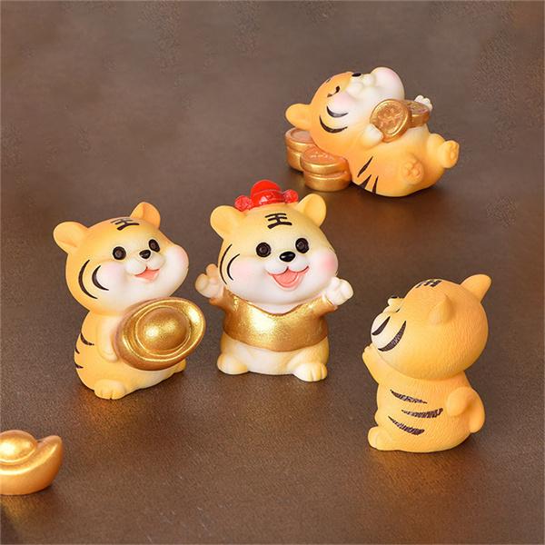 Animal Cute Statues Resin Tiger Micro Landscape Gardening DIY Accessories Little Tiger Sculpture Desktop Decoration