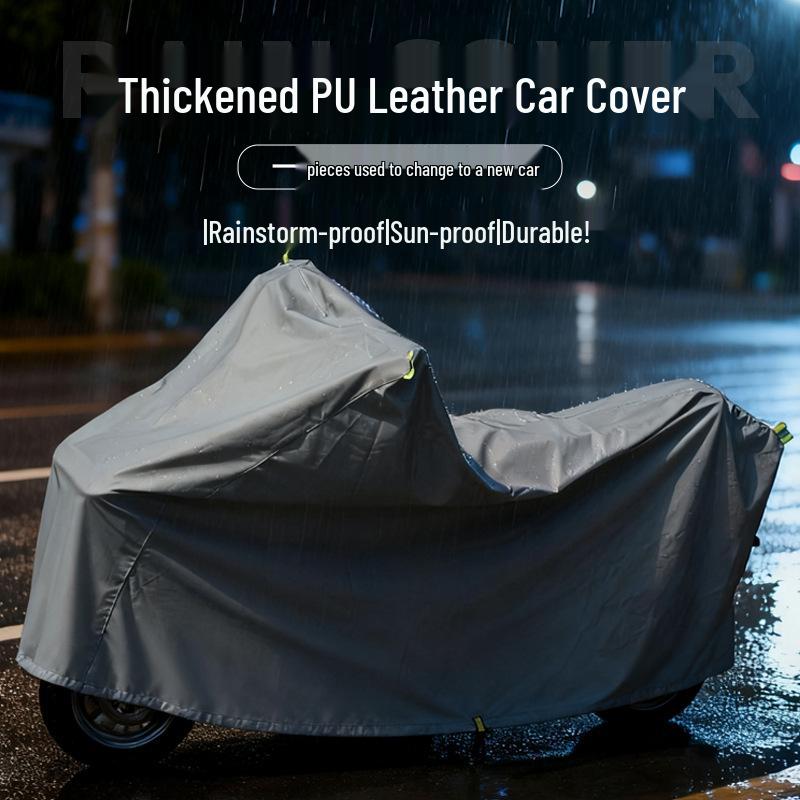 

PU Leather Car, Bicycle, and Motorcycle Rain and Sunshade Cover - Thickened Protection 2L серый