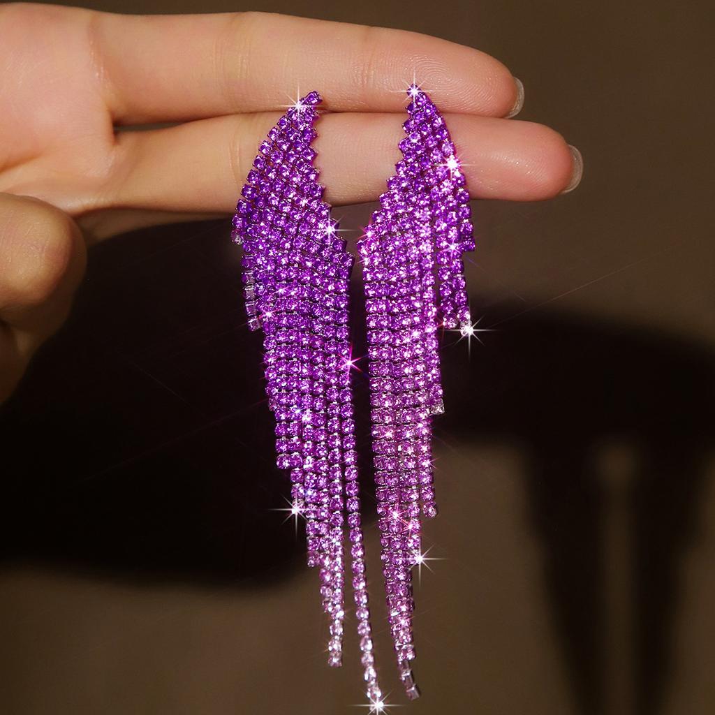 2PC Women's Fashion and Elegance Claw Chain Colorful Tassel Earrings Travel Carnival Banquet Party Holiday Dressing Gifts