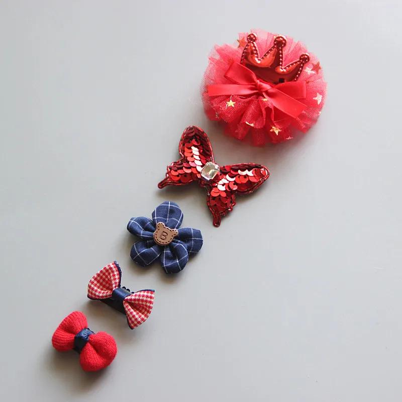 5PcsSet Baby Hair Clip Set Baby Headband Accessories Cross Kid Hairclip Cartoon Girl Hair Clip Baby Barrettes Hair Accessories