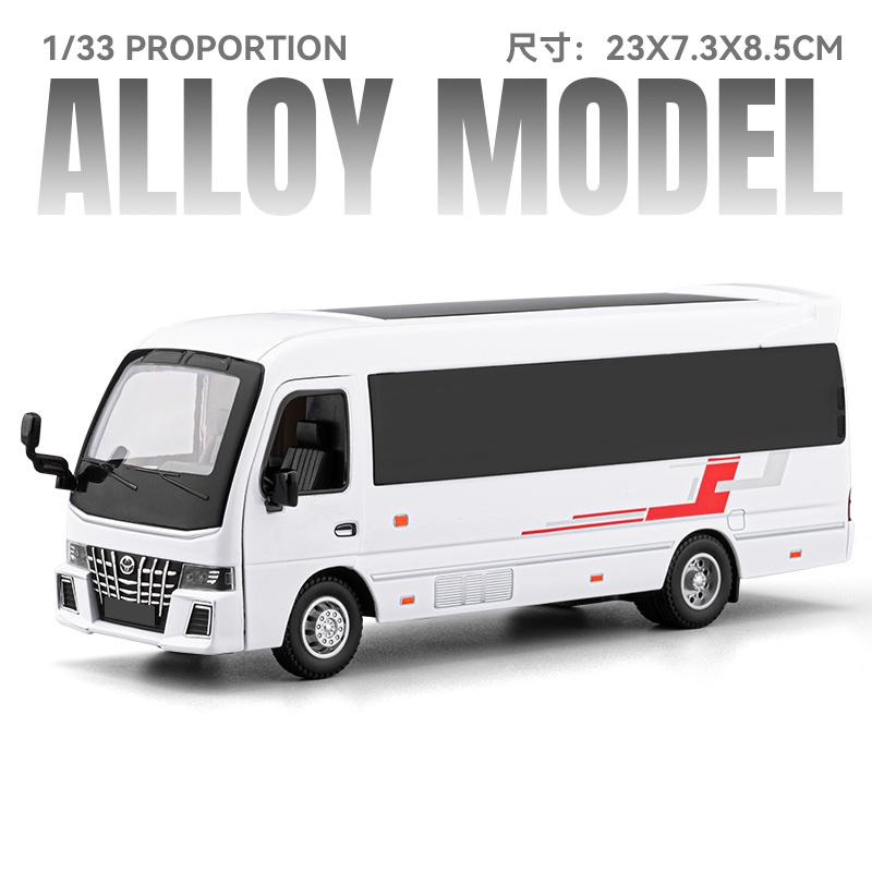 

1:33 Toyota Coaster Luxury Business Car Alloy Metal Diecast Model Car Sound & Light Pull Back Collection Hobby Decoration Gifts