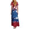 FashWomen's Loose Casual V-Neck Short Sleeved High Waisted Print Dress