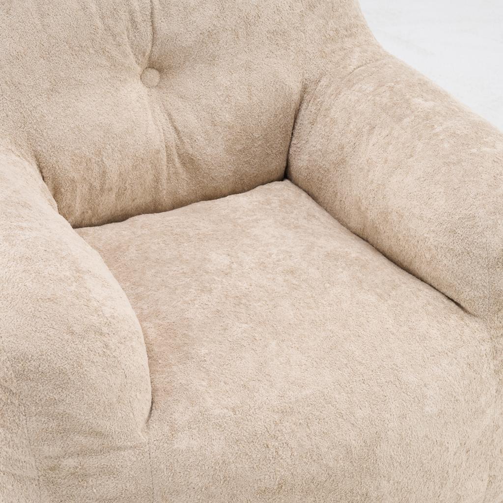 Bean Bag Chair with Shredded Sponge Filler ,Faux Fur Beanbag Sofa with Armrests , for Living Room, Bedroom & Reading,No Assembly Required ,Beige