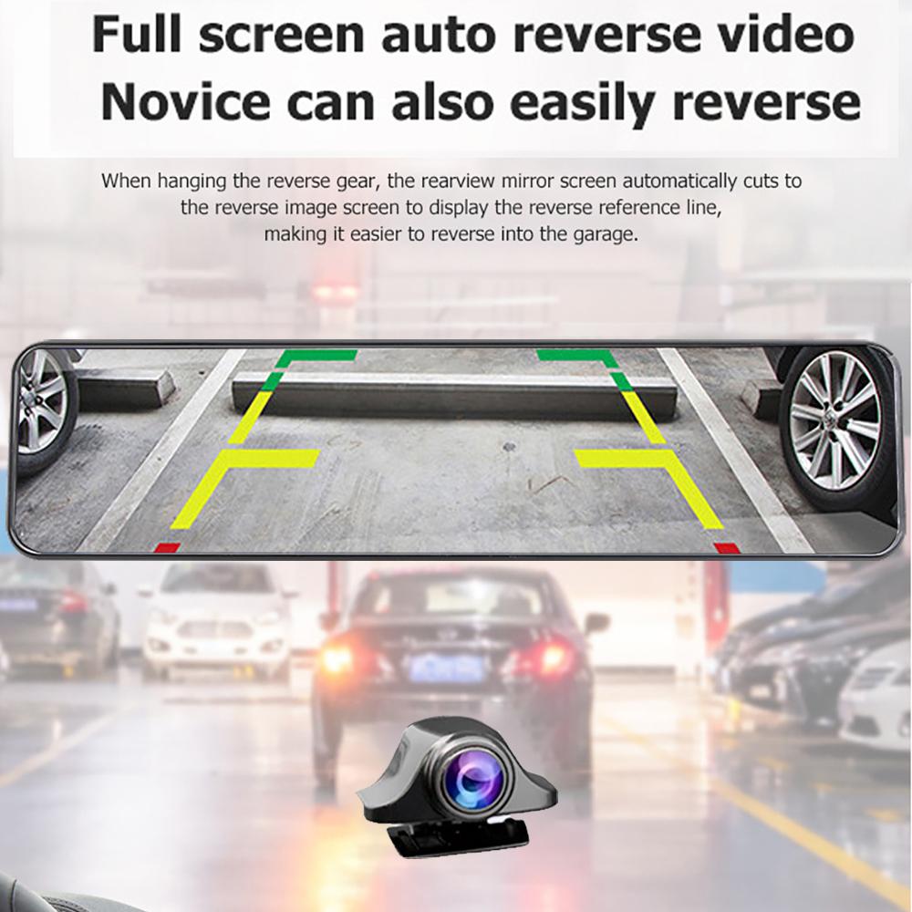 4K HD 12 Inch Streaming Media Car Recorder Hicar&Carplay&Android Auto Wifi Car Navigation Video Rear View Recorder Dual Lens