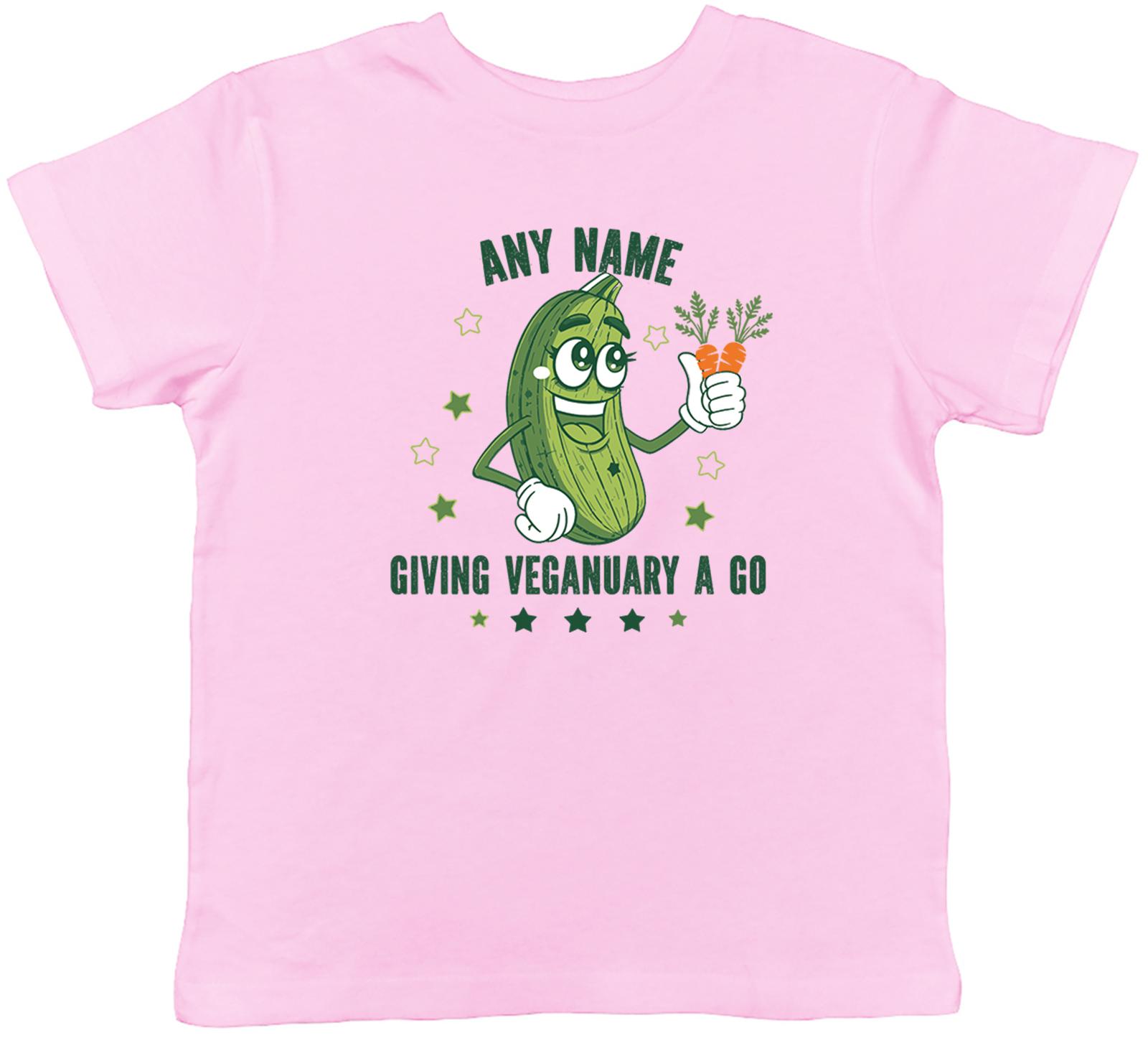 Personalised Funny Giving Veganuary a Go Kids T-Shirt Boys Girls Gift 110