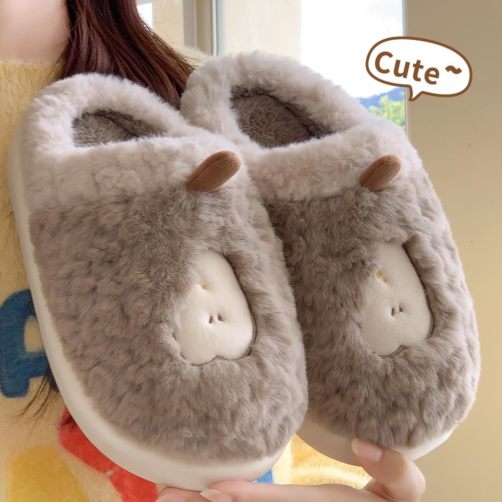 Cute Plush Cotton Slippers Winter 2025 New Home Non-slip Soft Bottom Thick Bottom Couple Indoor Warm Slippers