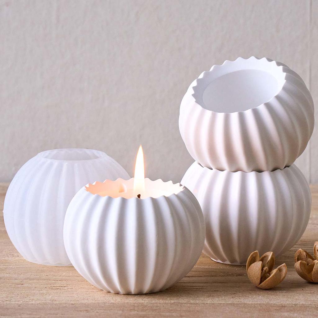 Stripes Candle Jar Silicone Mold DIY Home Decor Candlestick Crafts Making Plaster Resin Flowerpot Storage Box Casting Molds