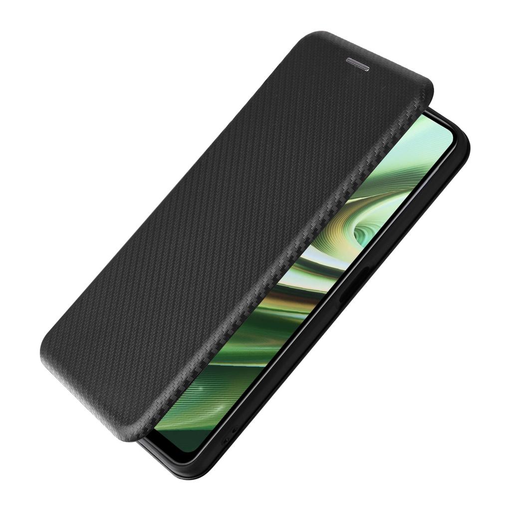 PU Leather Stand Case for OnePlus Nord CE 3 Lite 5G/Nord N30 5G,Magnetic Absorption Design Carbon Fiber Texture Phone Cover with Card Holder- Black
