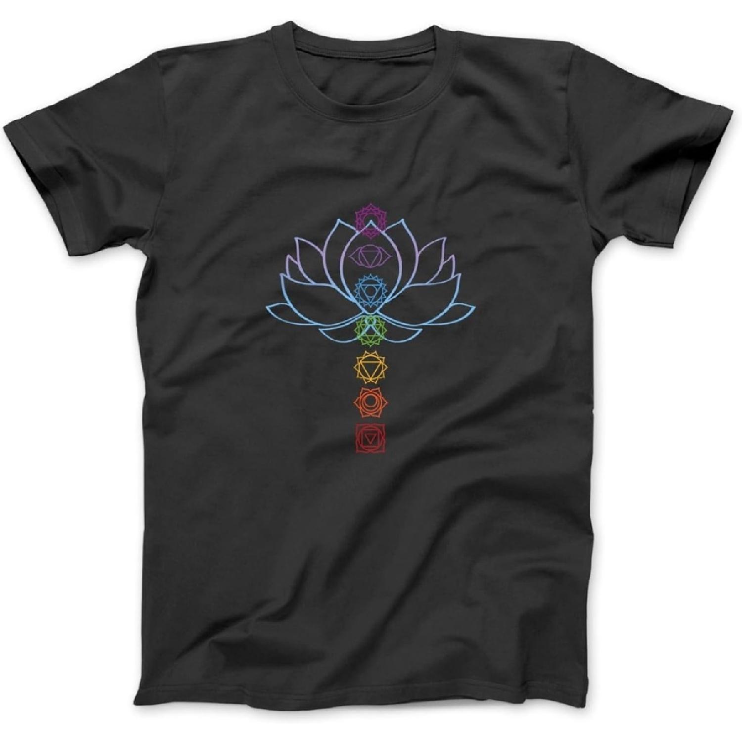 Spiritual Zen Lotus Flower Chakras Aligned Yoga T-Shirt OCT Mens Womens, Longsleeve Sweatshirt Hoodie Black S