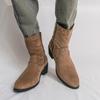 Men's Large Suede Leather Rivet Pointed Toe Ankle Boots - Medium Heel Fashion Knight Boots