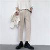 Suit pants men's Hong Kong style ins ruffian handsome straight slim nine-point pants autumn trend drape casual pants