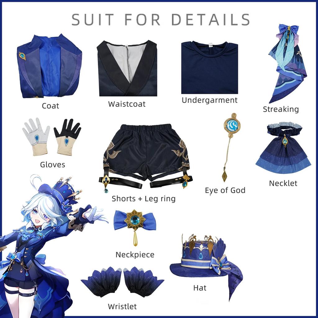 Фуріна Фокалорс Косплей Костюм Геншин Імпакт Карнавальна Форма Аніме Хелловін Вечірка Костюми Маскарад Жінки Гра