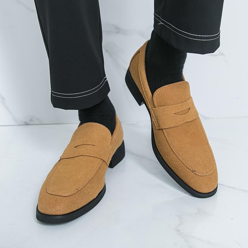 

Men Yellow Loafers Formal Business Flats Slip on Shoes Wedding Dress Prom Black Shoes Large Size EU:38