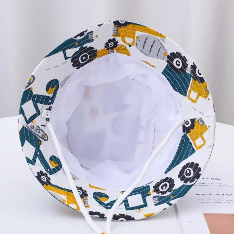 Baby Sun Hat Summer Kids Cartoon Dinosaur Print Soft Cotton Bucket Hat For Girls Boys Panama Beach UV Protection Cap Children