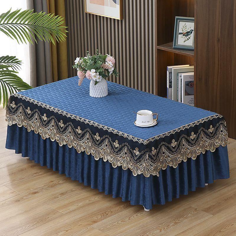1 stuks Kant Rechthoekige Woonkamer Koffietafel Stofhoes Europese Tafelkleed Verdikt Antislip Topkwaliteit Hoes 65x120x Height40cm