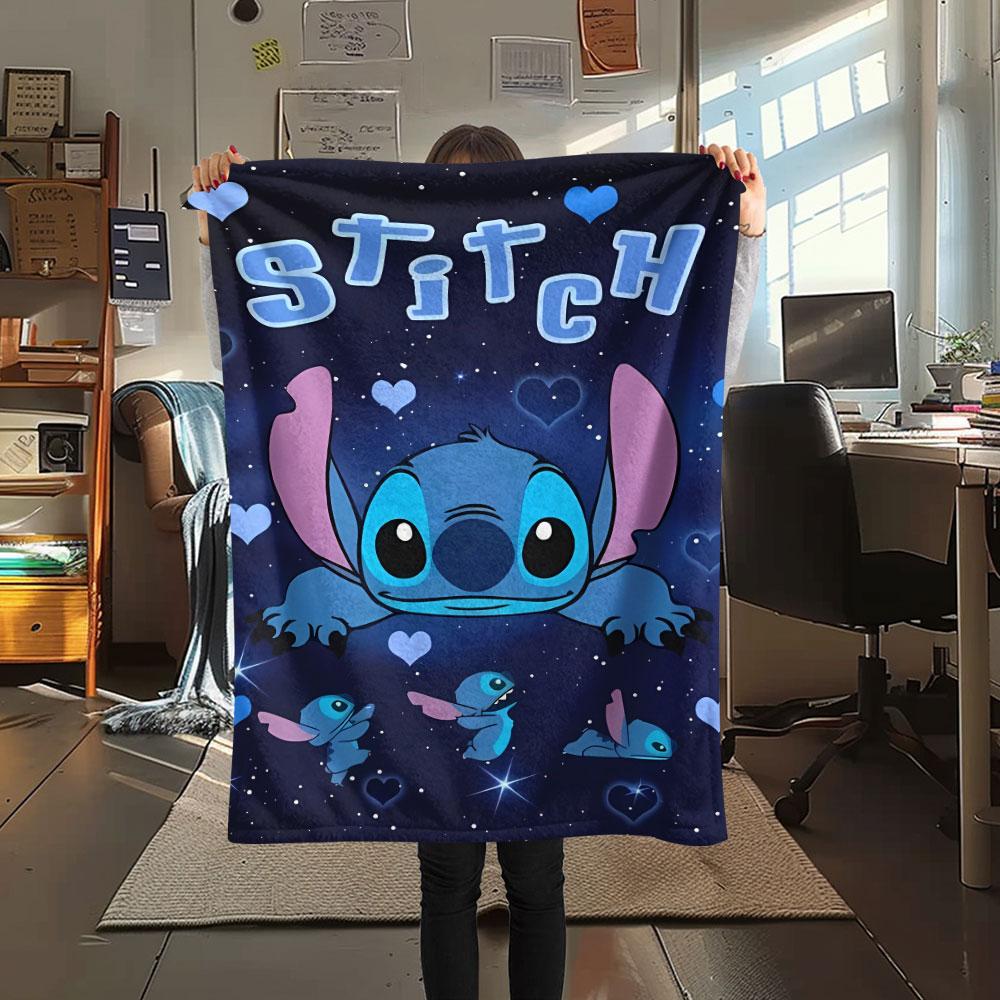 Stitch Cartoon printing Flannel Blanket Bedroom Sofa Camping Warm blanket Gifts for family and friends-MJ003
