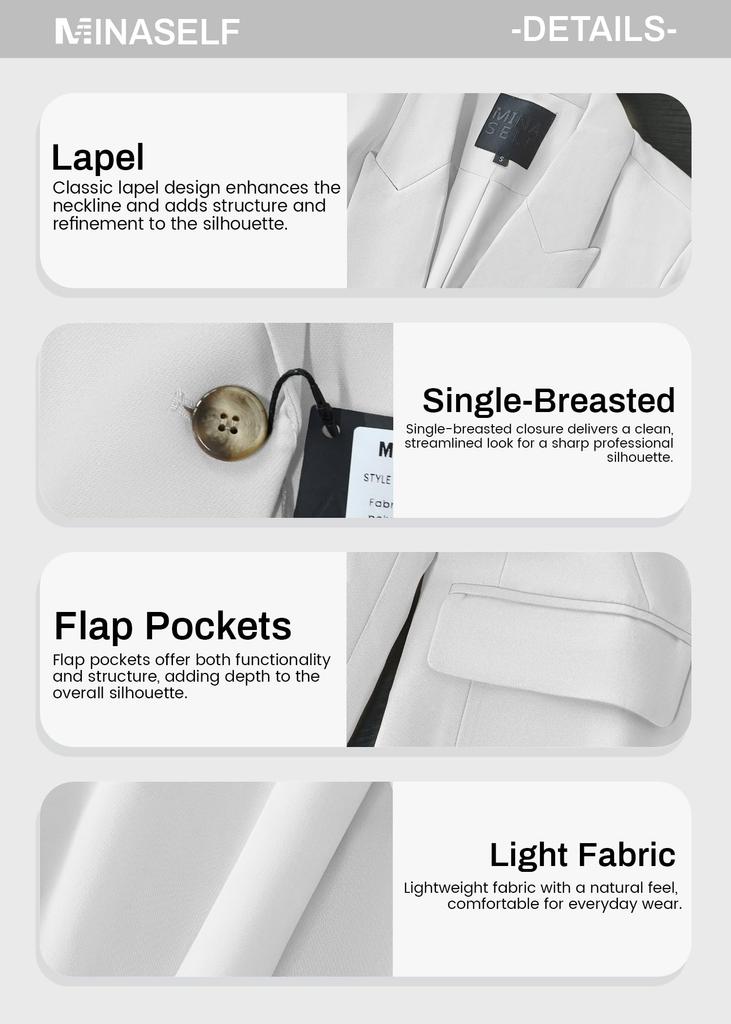 Self 2026 Women Casual Blazer - Fully Lined Lightweight Button Lapel Collar Slim Fashion Work Office with Pocket