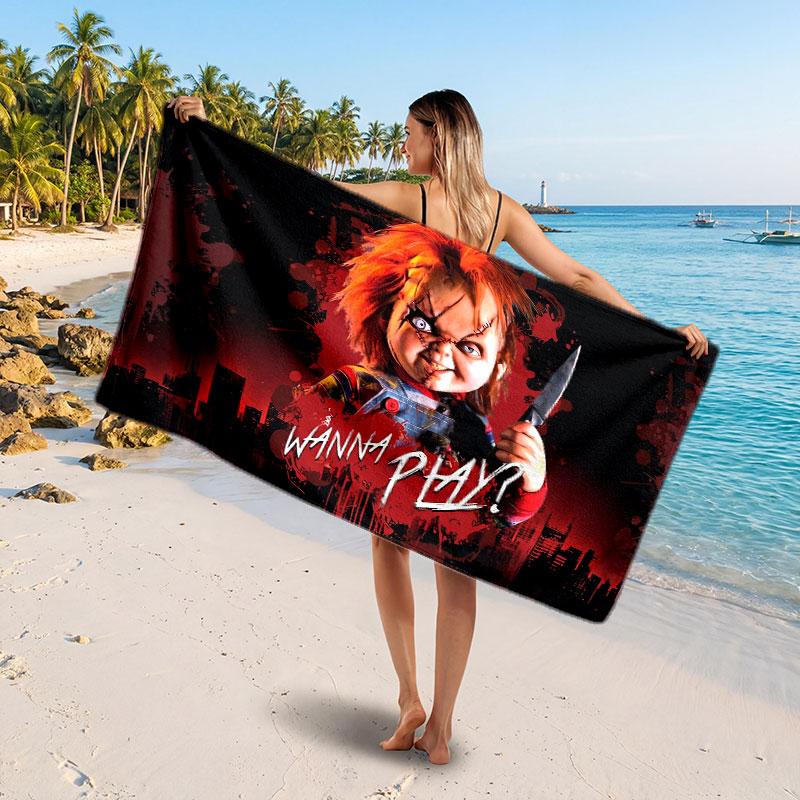 Large Beach TowelChild's Play Chucky Tiffany Soft Absorbent Towel Beach Bath Home Use