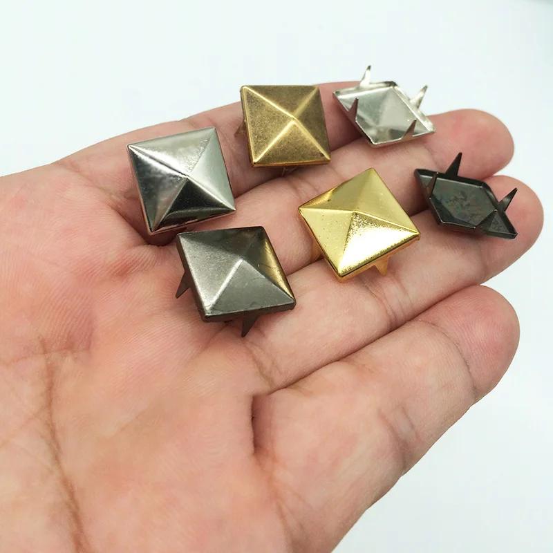 20/30/50Pcs 4~15mm Metal 4 Claw Rivets Square/Round Spike Studs Pyramid Rivets for Clothes Shoes Bags Belt Punk DIY Leathercraft