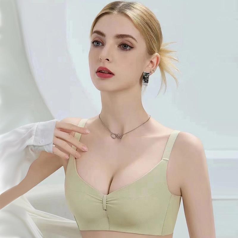2502 Seamless Wire-Free Push-Up Bra for Small Busts, Solid Color, Medium Thickness, Magnetic-Free, Sexy Design