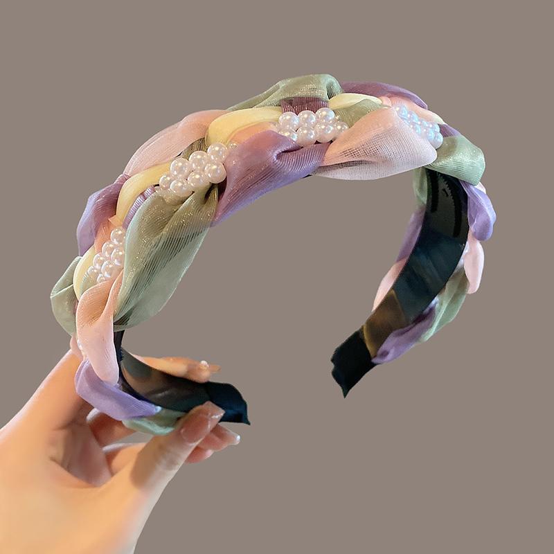 Toothed Anti-Slip Light Luxury Headband, Twist Braid, Wide-Edged Pressed Headband, High Skull Hairpin Hair Ornament