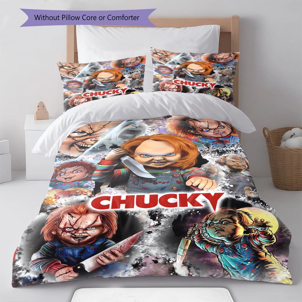 Chucky Pattern Bedding,Quilt Set Quilt Cover Pillowcase Home Birthday Gift (1 * Duvet Cover + 2 * Pillowcase, Without Core)