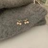 Exquisite Bow Heart & Cherry Stud Earrings - Elegant, Fashionable, Light Luxury Design