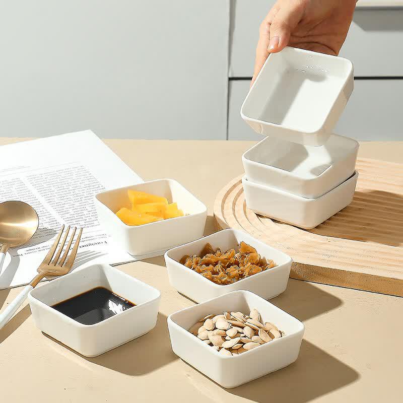 White Square Ceramic Dipping Dish Set