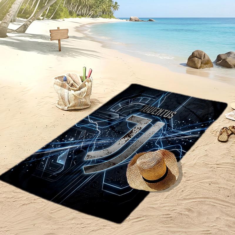 Asciugamano da Spiaggia Stampato Juventus FC Asciugamano Morbido ad Asciugatura Rapida Coperta da Spiaggia Rettangolare Grande Portatile per Viaggi Piscina