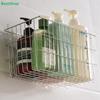 Stainless Steel Wall-Mounted Storage Basket - Adhesive Kitchen Organizer For Fruits, Vegetables & Bathroom Supplies