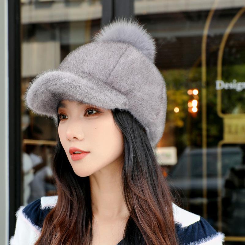 Imitation Mink Hat Women's Winter Thickened Warm Mink Hat Knight Hat Fur Cap Baseball Cap
