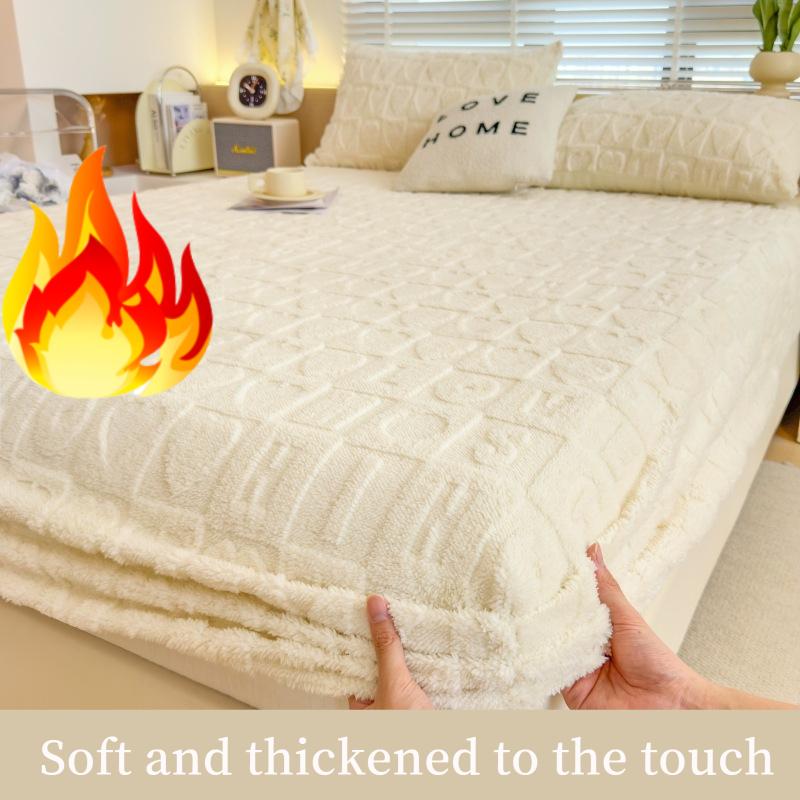 2025Warme Milch Samt Bettlaken Einzelstück Herbst Winter Bettdecke Taft Matratzenschoner