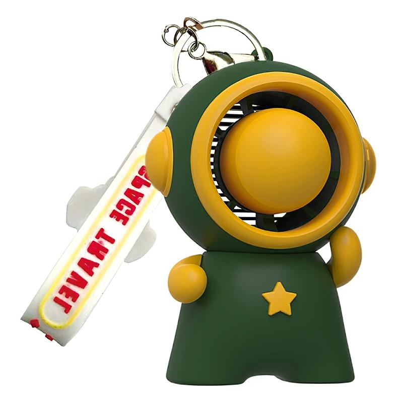 

Astronaut Shape Small Fan 3 Gears Low Noise Portable Handheld Fan with Keychain Green