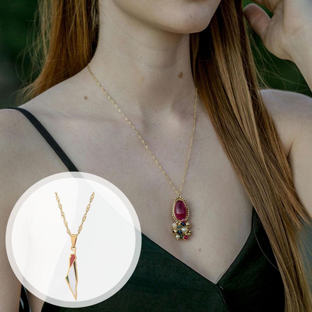 Compact Necklace Pendant Chain Fashionable Stainless Steel Map Pendant Stainless Steel Necklace