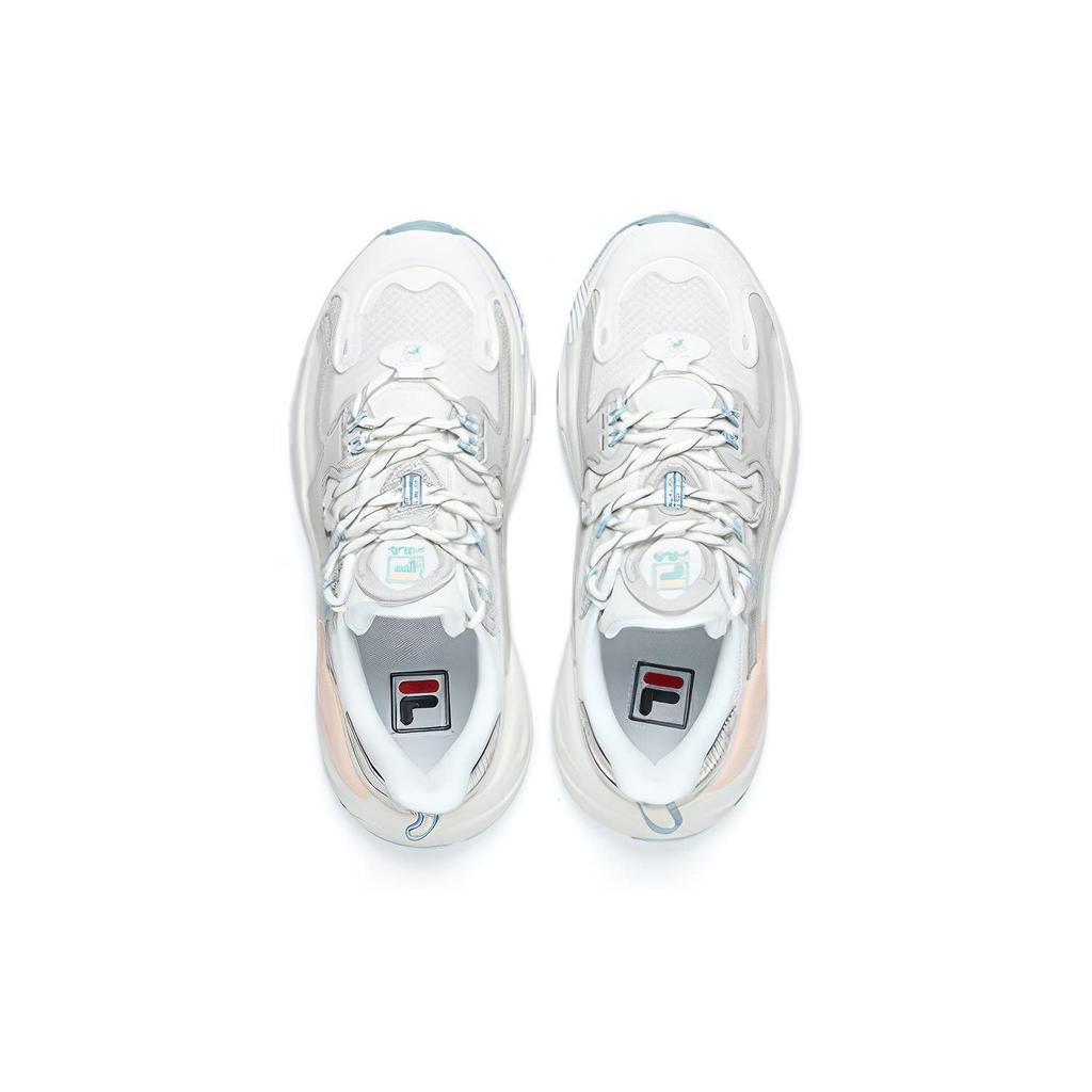 FILA Wave Series Fabric Synthetic Leather Casual Trend Sports Low-Top Lifestyle Shoes Women sneaker White F12W226112FBA