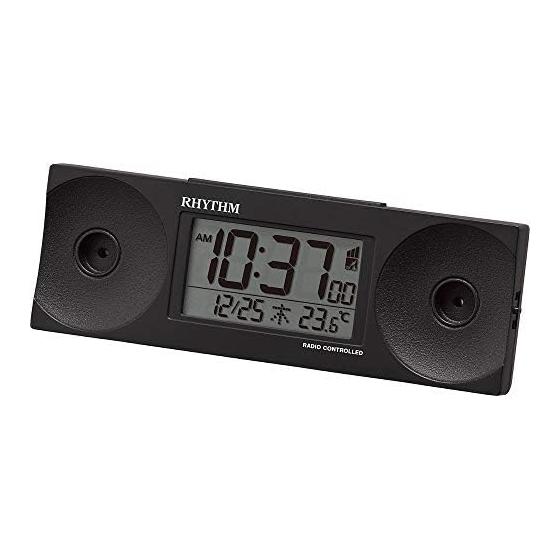 RHYTHM Alarm Clock Loud Volume Radio Wave Digital Fit Wave Battle 100 Temperature Day of the Week Calendar Black RHYTHM 8RZ192SR02