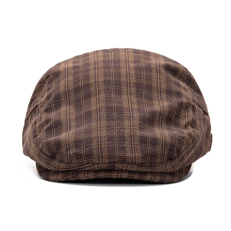 Plaid Forward Hat Men's Retro British Style Cap Spring Autumn Breathable Hat Women's Sun Hat